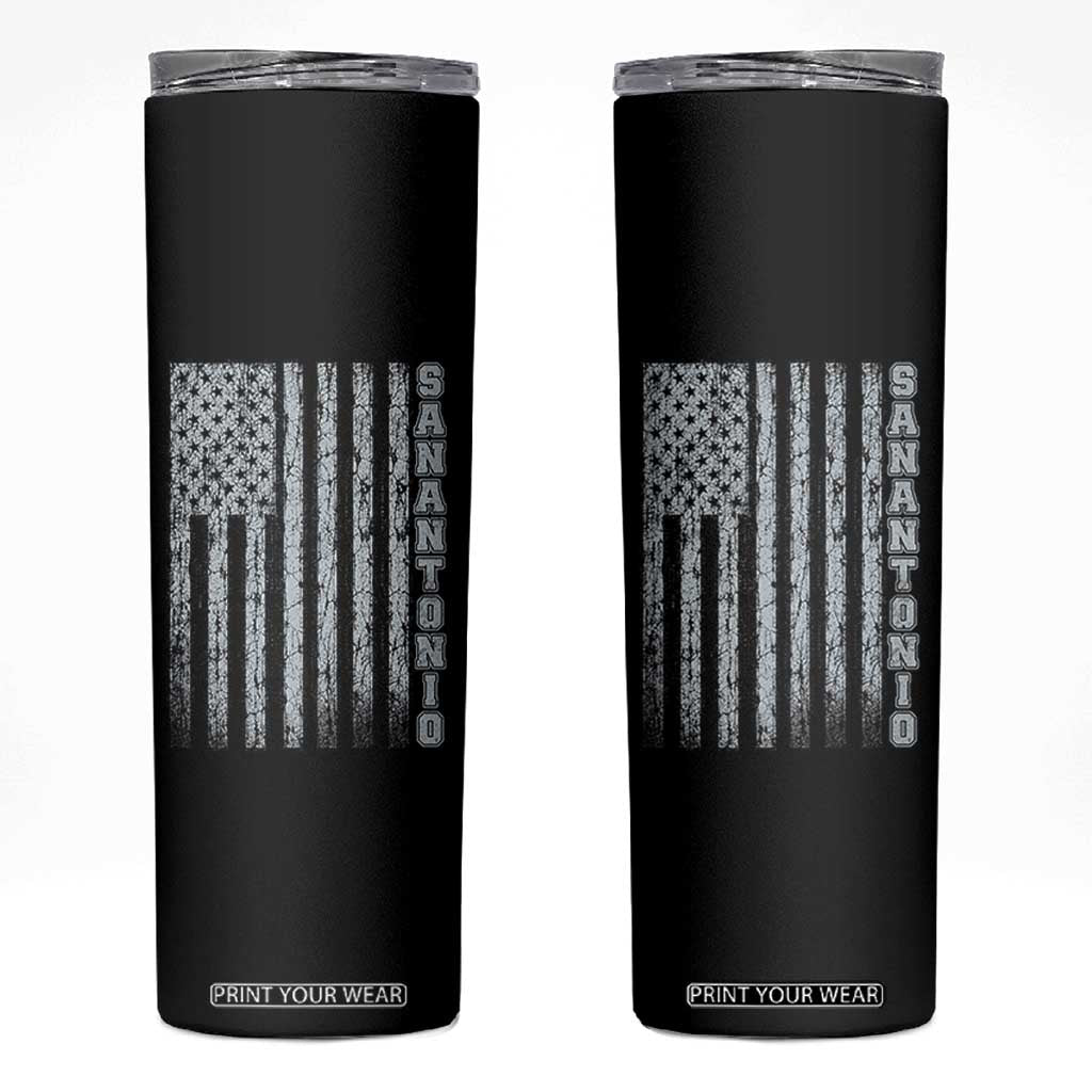 San Antonio Texas State Pride Vintage American Flag Skinny Tumbler TS11 Black Print Your Wear