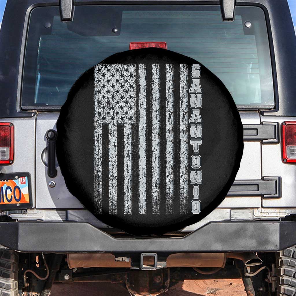 San Antonio Texas State Pride Vintage American Flag Spare Tire Cover TS11 No hole Black Print Your Wear