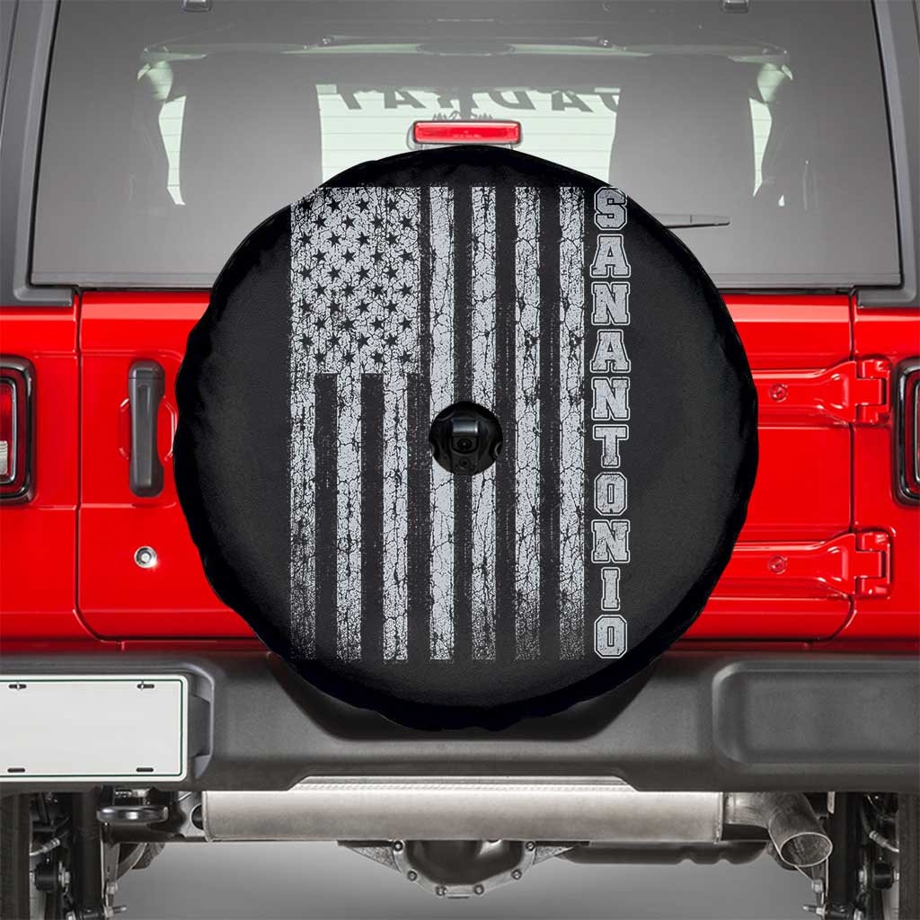 San Antonio Texas State Pride Vintage American Flag Spare Tire Cover TS11 Black Print Your Wear