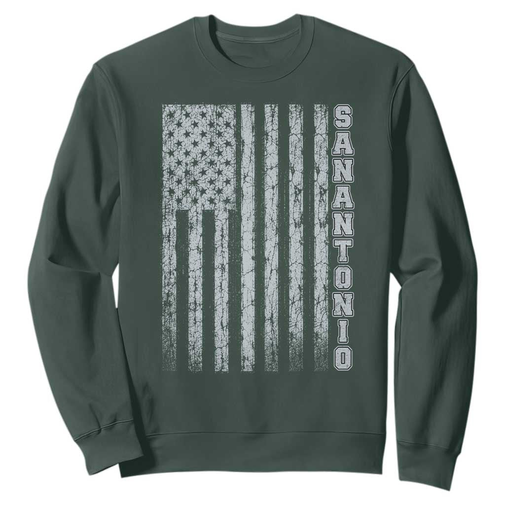 San Antonio Texas State Pride Vintage American Flag Sweatshirt TS11 Dark Forest Green Print Your Wear