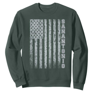 San Antonio Texas State Pride Vintage American Flag Sweatshirt TS11 Dark Forest Green Print Your Wear