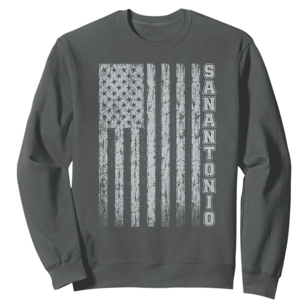 San Antonio Texas State Pride Vintage American Flag Sweatshirt TS11 Dark Heather Print Your Wear