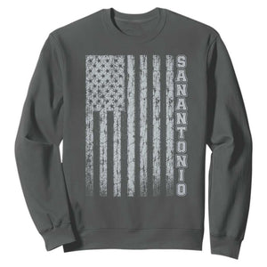 San Antonio Texas State Pride Vintage American Flag Sweatshirt TS11 Dark Heather Print Your Wear