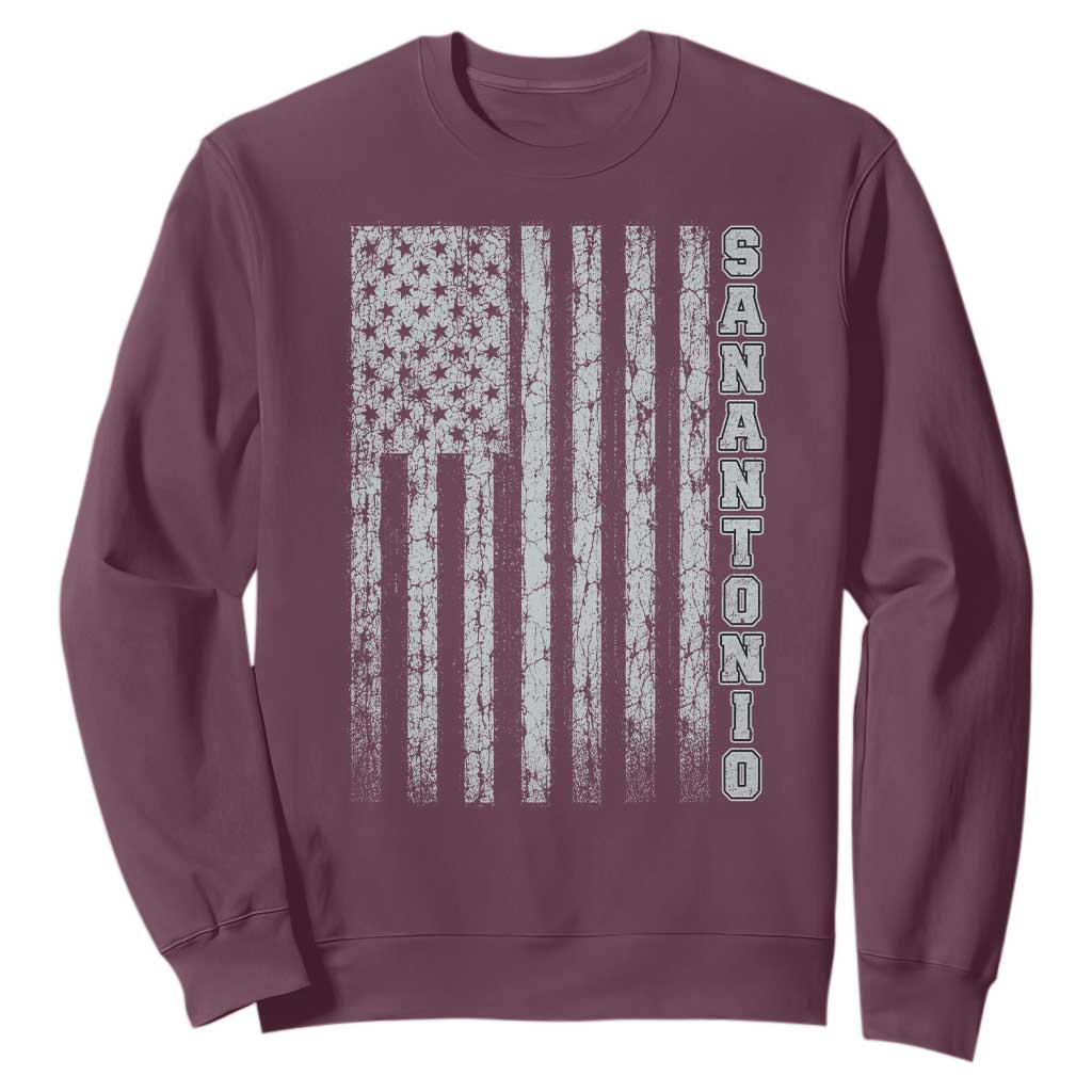 San Antonio Texas State Pride Vintage American Flag Sweatshirt TS11 Maroon Print Your Wear