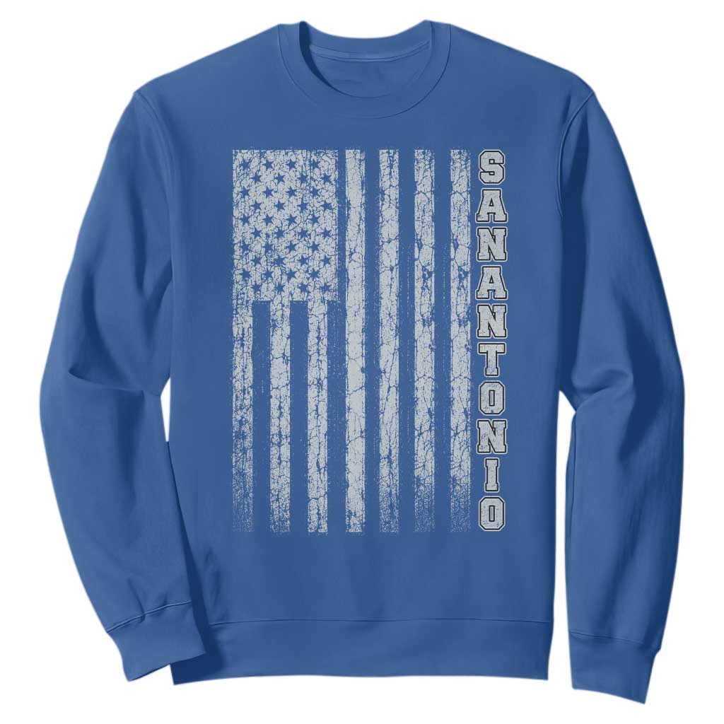 San Antonio Texas State Pride Vintage American Flag Sweatshirt TS11 Royal Blue Print Your Wear