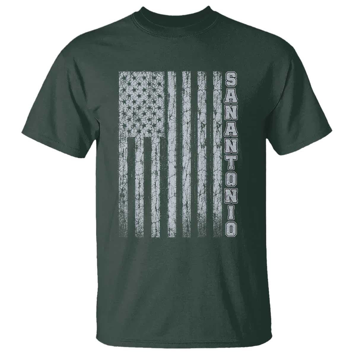 San Antonio Texas State Pride Vintage American Flag T Shirt TS11 Dark Forest Green Print Your Wear