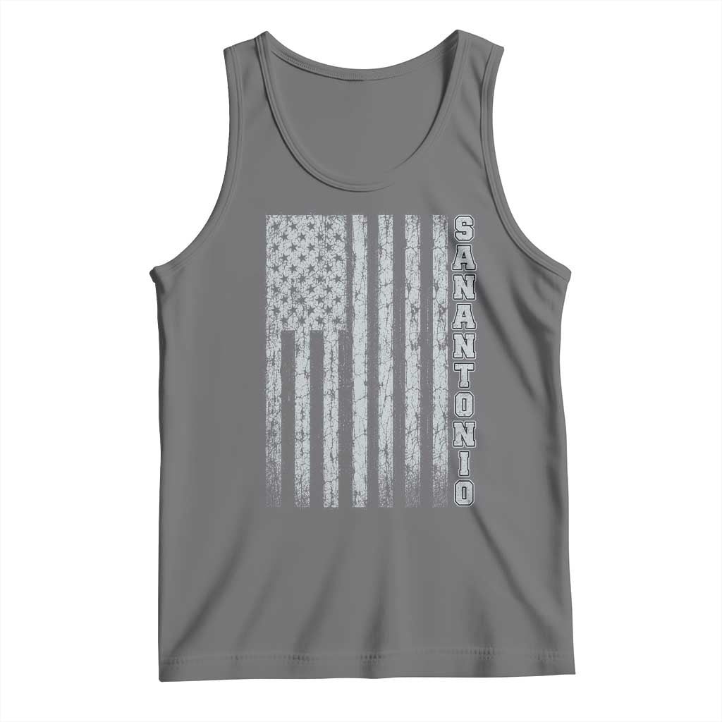 San Antonio Texas State Pride Vintage American Flag Tank Top TS11 Black Heather Print Your Wear