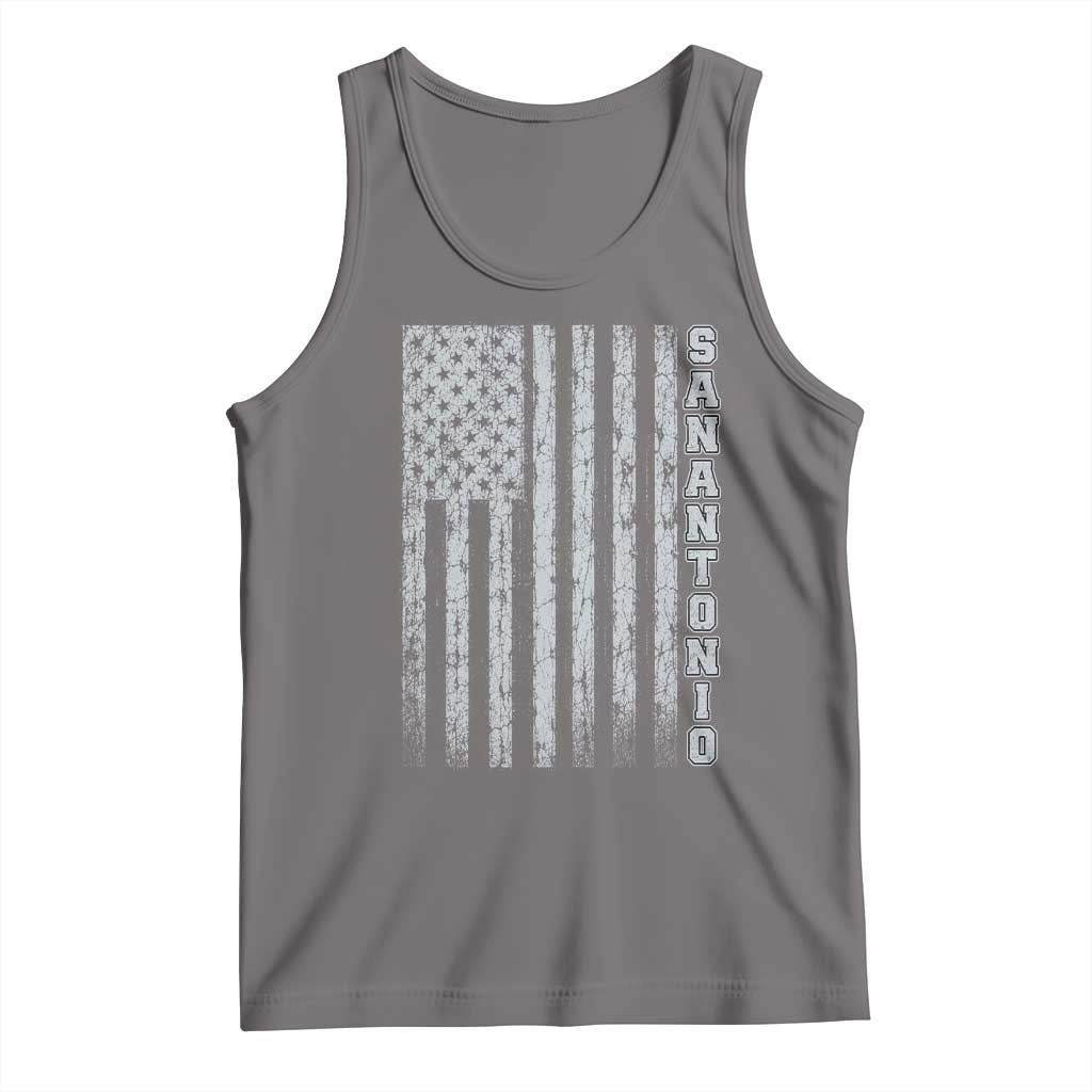 San Antonio Texas State Pride Vintage American Flag Tank Top TS11 Deep Heather Print Your Wear