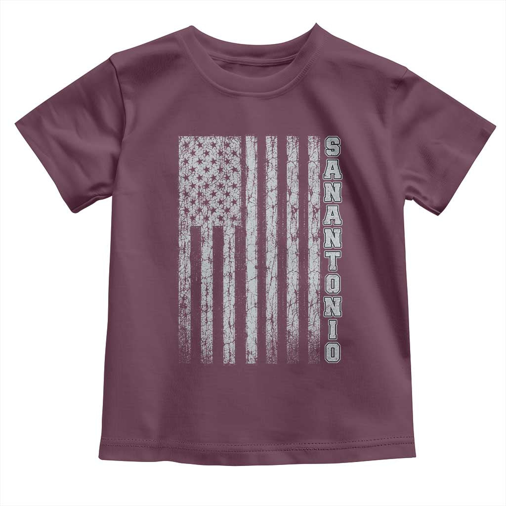 San Antonio Texas State Pride Vintage American Flag Toddler T Shirt TS11 Maroon Print Your Wear