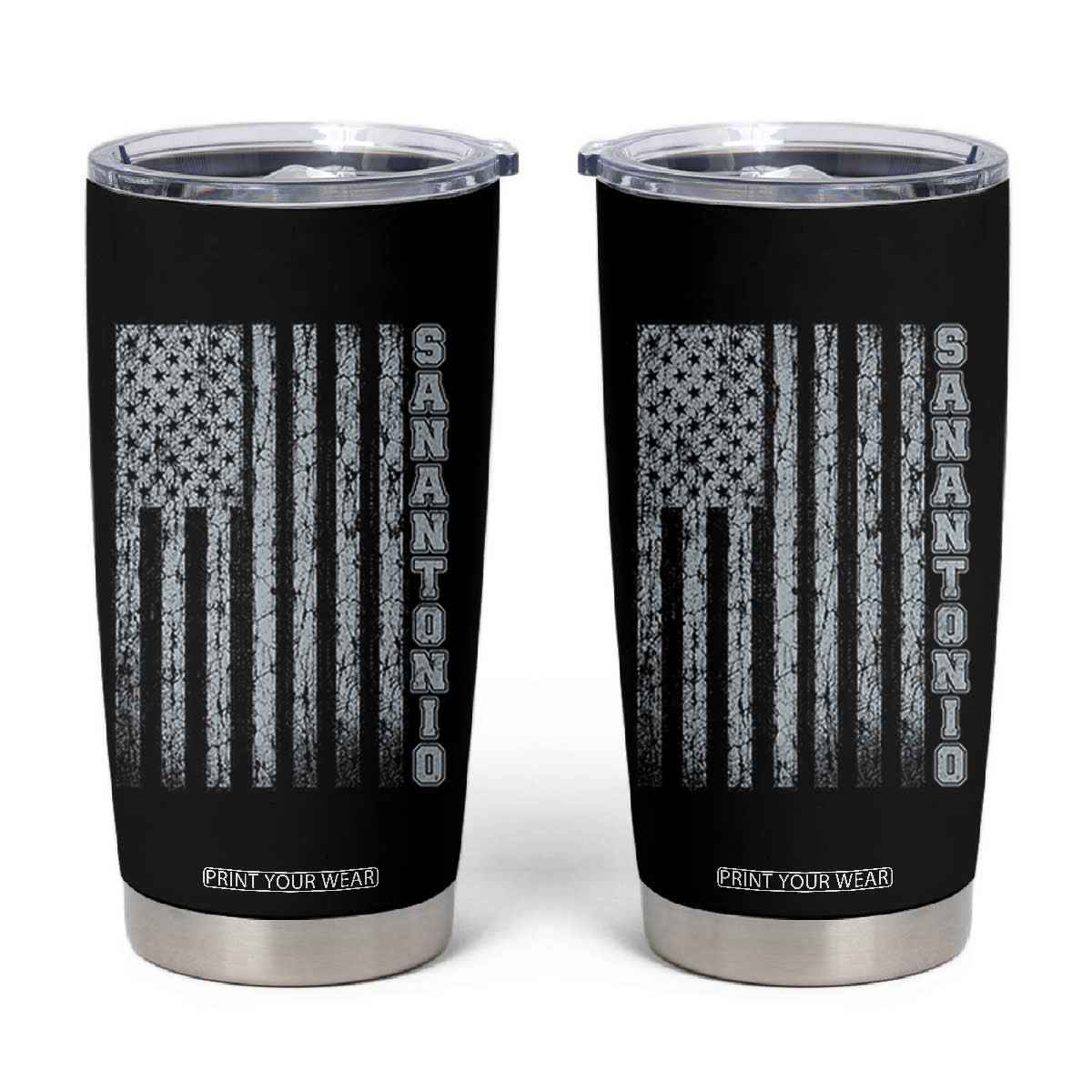 San Antonio Texas State Pride Vintage American Flag Tumbler Cup TS11 Black Print Your Wear