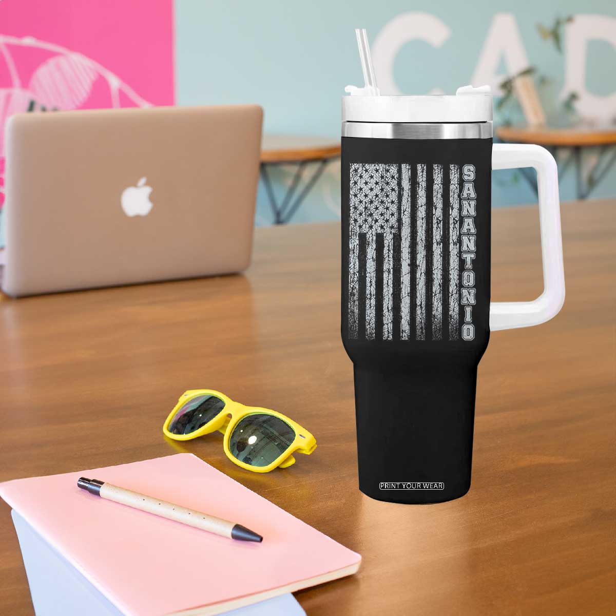 San Antonio Texas State Pride Vintage American Flag Tumbler With Handle TS11 Print Your Wear