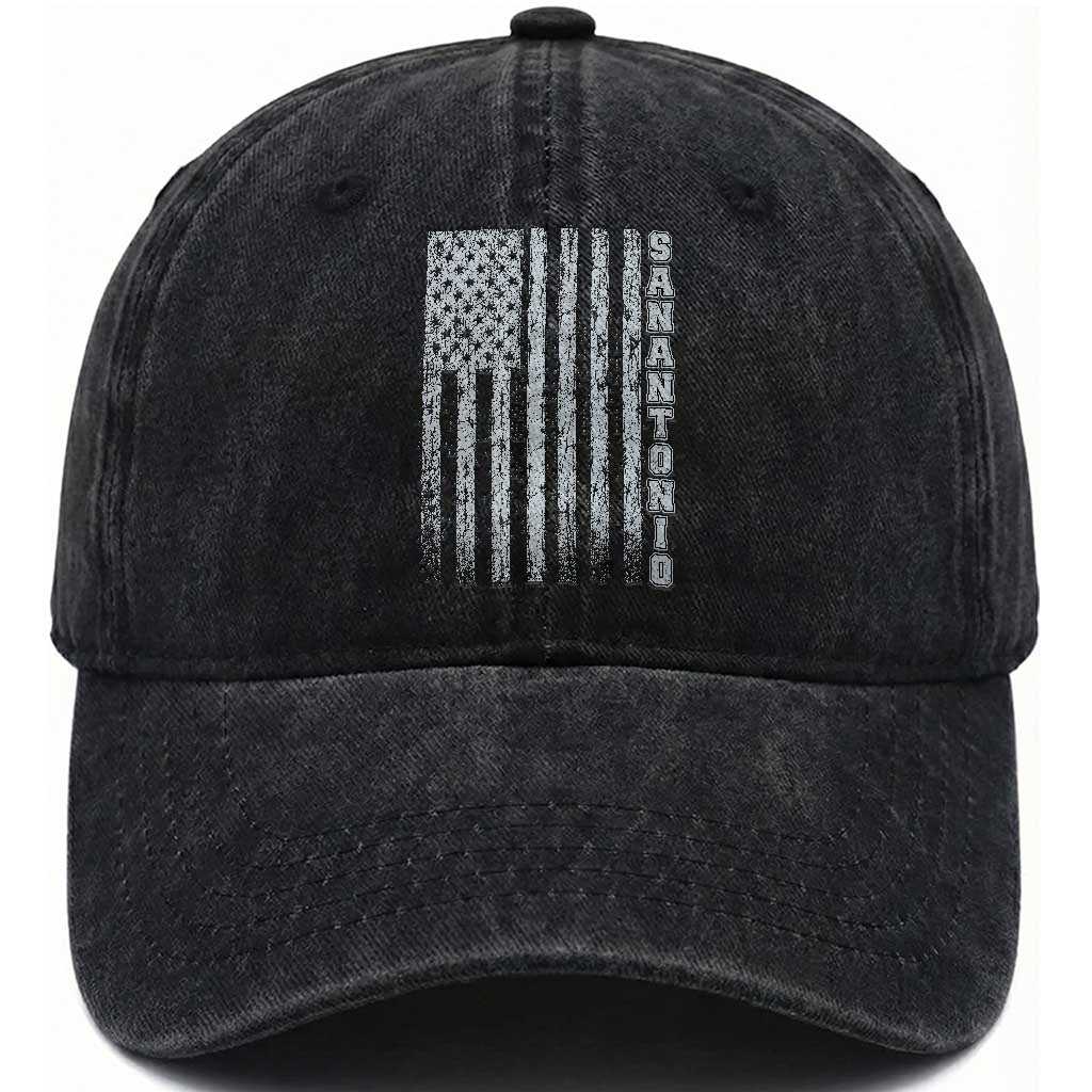 San Antonio Texas State Pride Vintage American Flag Washed Cotton Baseball Cap TS11 Print Your Wear
