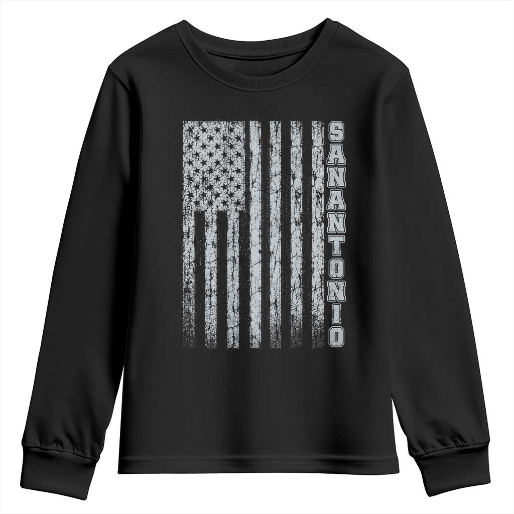 San Antonio Texas State Pride Vintage American Flag Youth Sweatshirt TS11 Black Print Your Wear