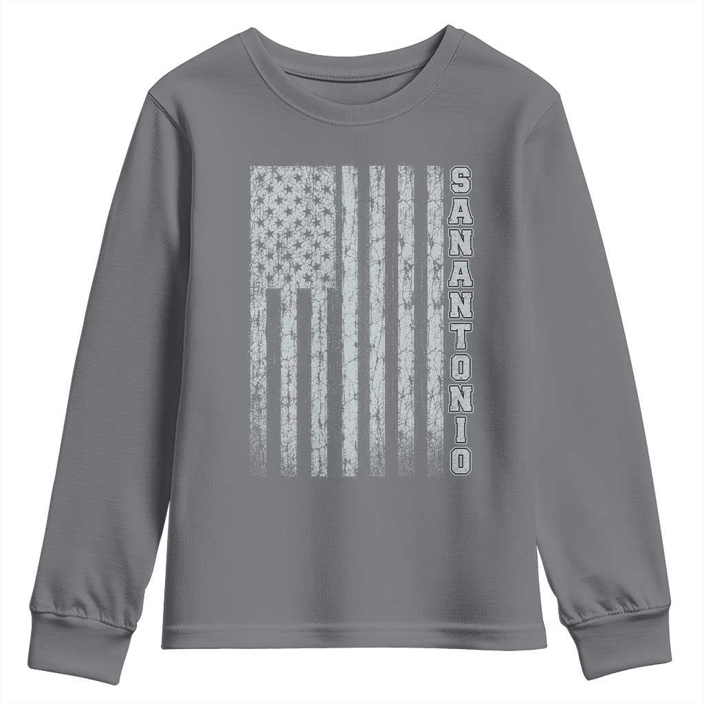 San Antonio Texas State Pride Vintage American Flag Youth Sweatshirt TS11 Charcoal Print Your Wear