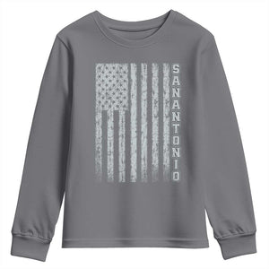 San Antonio Texas State Pride Vintage American Flag Youth Sweatshirt TS11 Charcoal Print Your Wear