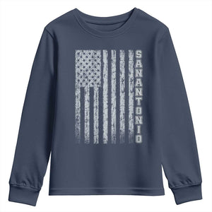 San Antonio Texas State Pride Vintage American Flag Youth Sweatshirt TS11 Navy Print Your Wear
