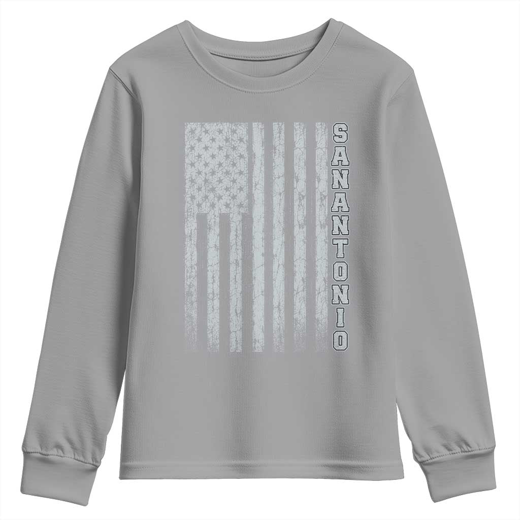 San Antonio Texas State Pride Vintage American Flag Youth Sweatshirt TS11 Sport Gray Print Your Wear