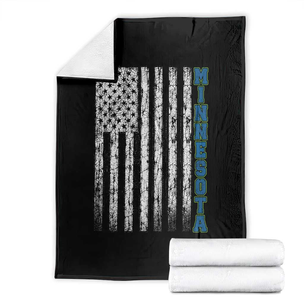 Minnesota MN State Pride Vintage American Flag Throw Blanket TS11 Black Print Your Wear