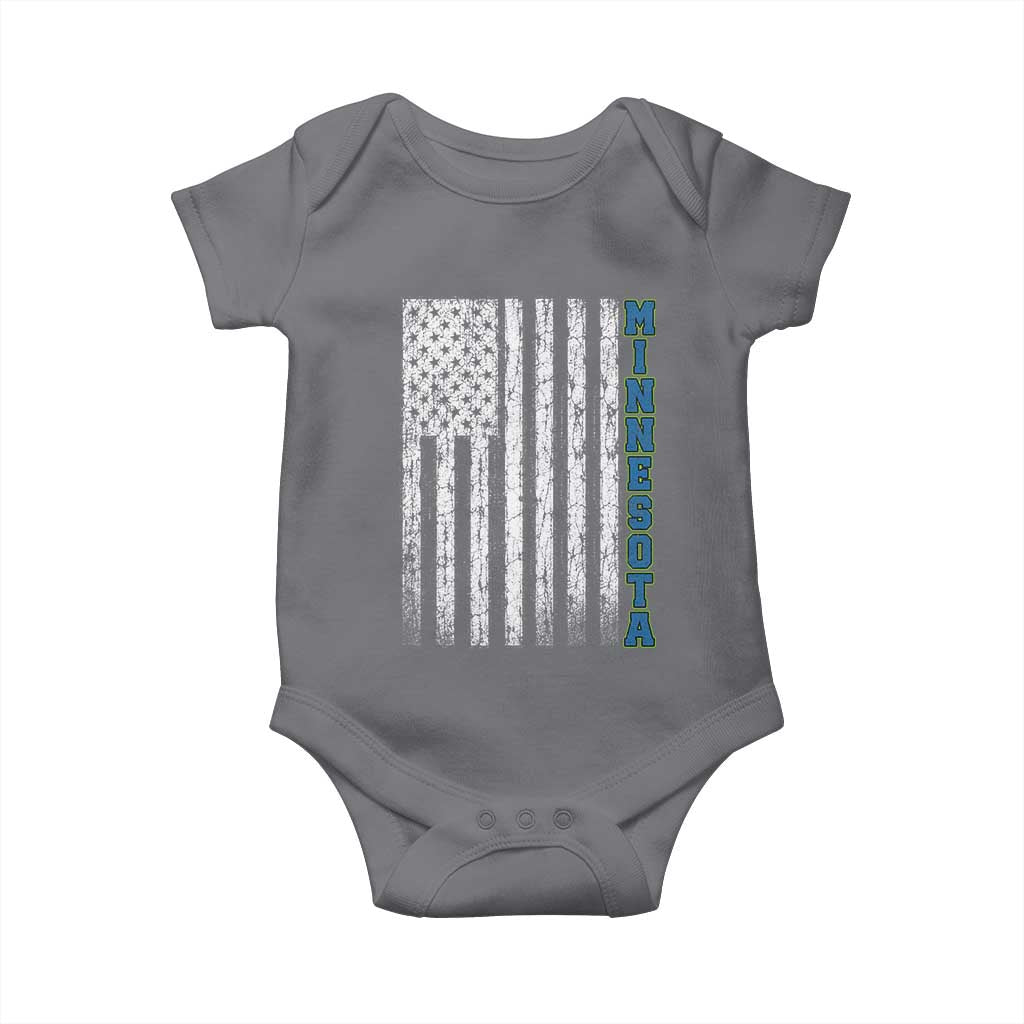 Minnesota MN State Pride Vintage American Flag Baby Onesie TS11 Charcoal Print Your Wear