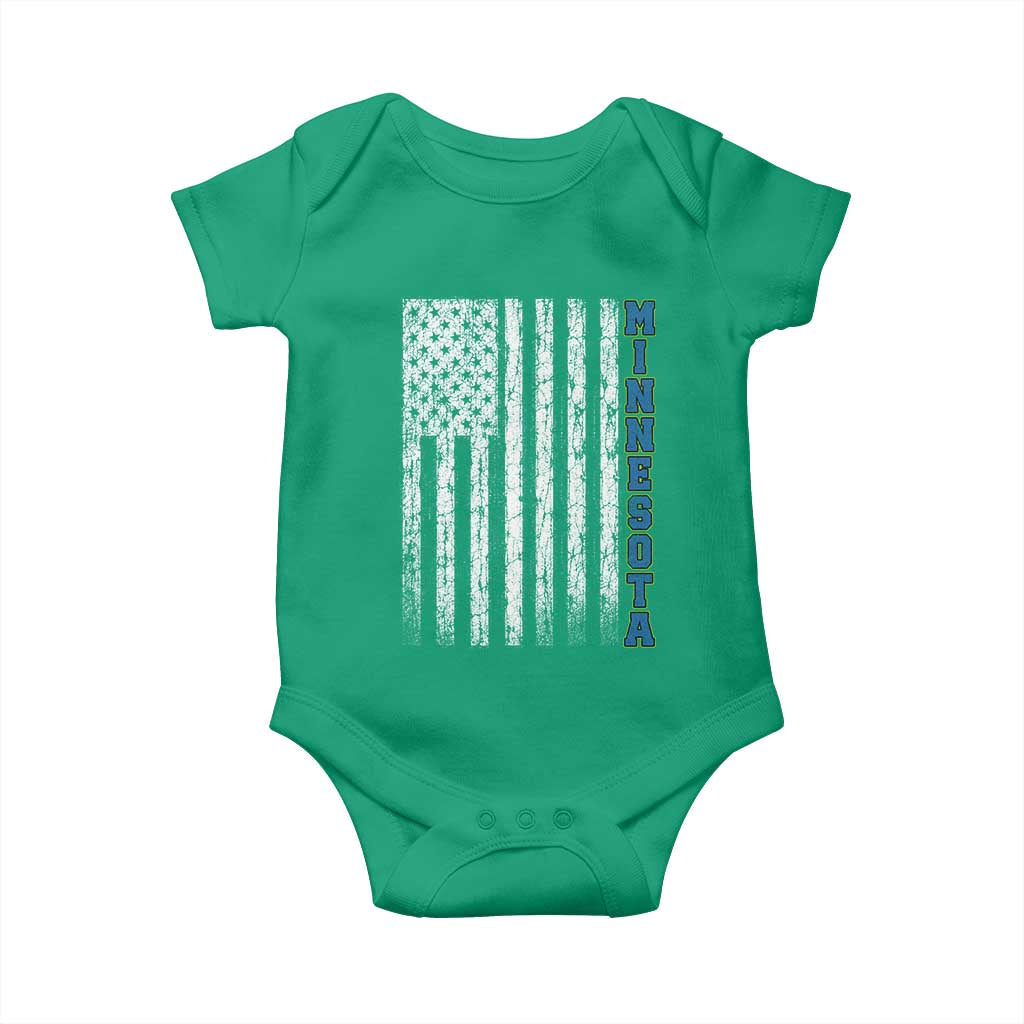 Minnesota MN State Pride Vintage American Flag Baby Onesie TS11 Irish Green Print Your Wear
