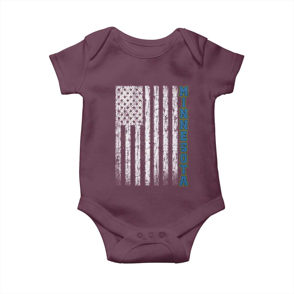 Minnesota MN State Pride Vintage American Flag Baby Onesie TS11 Maroon Print Your Wear