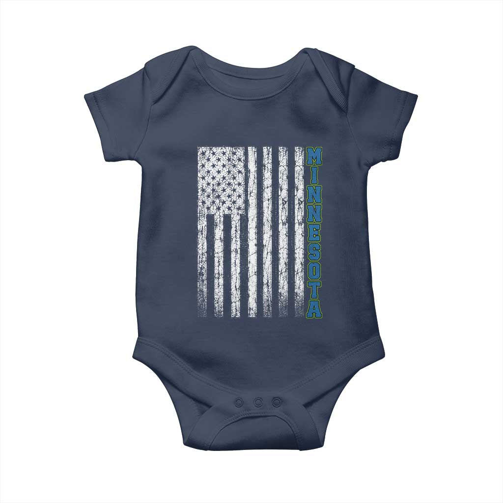 Minnesota MN State Pride Vintage American Flag Baby Onesie TS11 Navy Print Your Wear