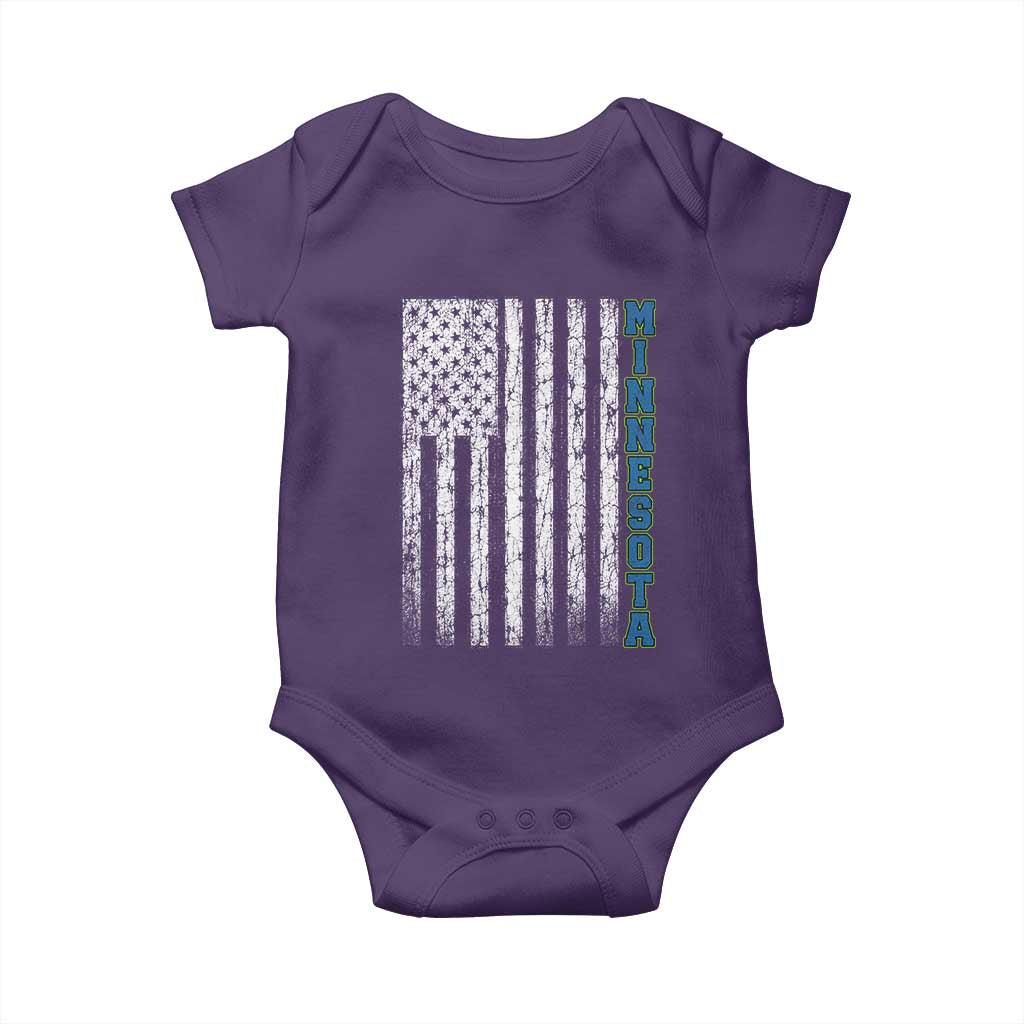 Minnesota MN State Pride Vintage American Flag Baby Onesie TS11 Purple Print Your Wear