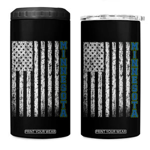 Minnesota MN State Pride Vintage American Flag 4 in 1 Can Cooler Tumbler TS11 One Size: 16 oz Black Print Your Wear