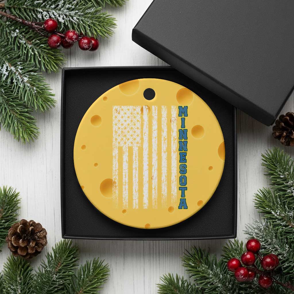 Minnesota MN State Pride Vintage American Flag Ceramic Ornament TS11 1pc Yellow Cheese Print Your Wear