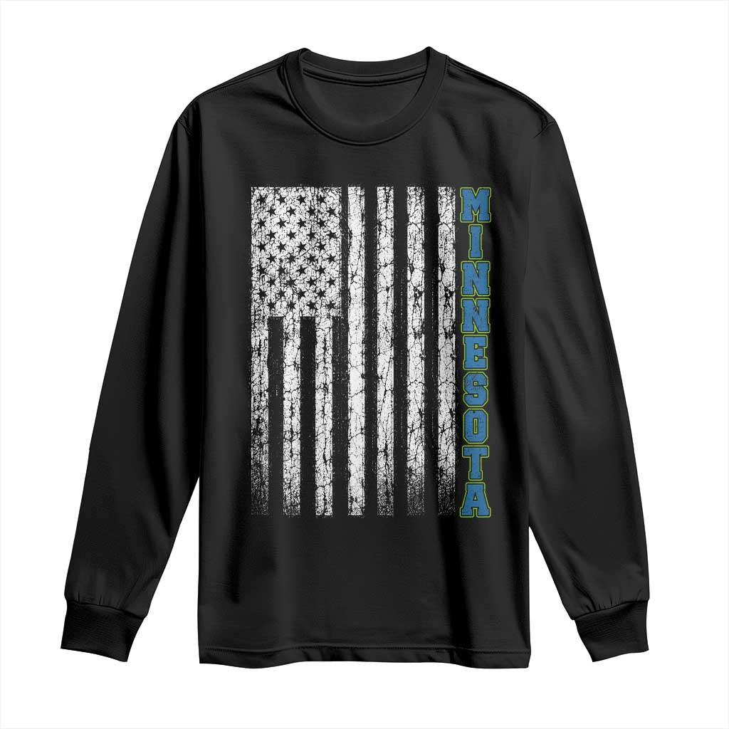Minnesota MN State Pride Vintage American Flag Long Sleeve Shirt TS11 Black Print Your Wear