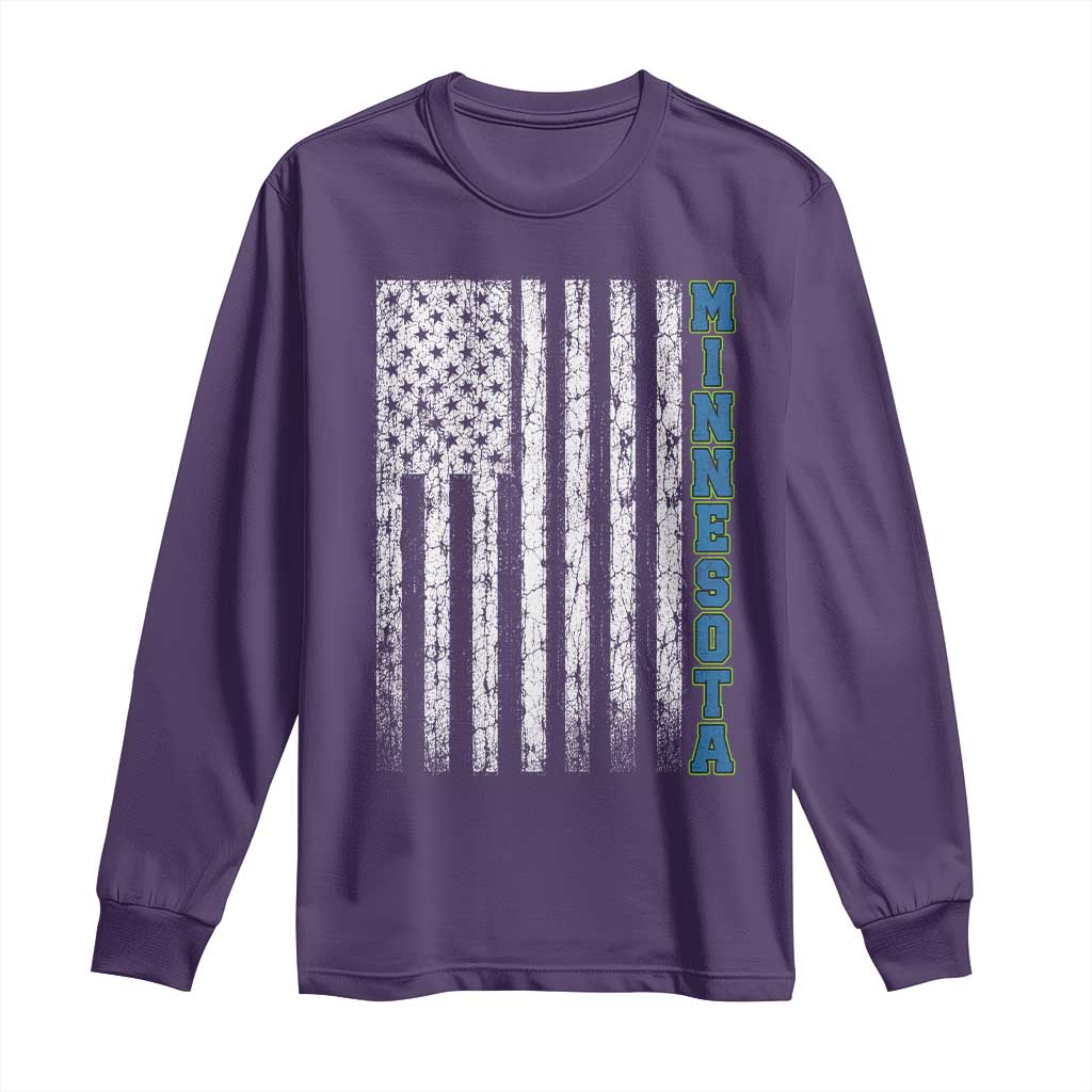 Minnesota MN State Pride Vintage American Flag Long Sleeve Shirt TS11 Purple Print Your Wear