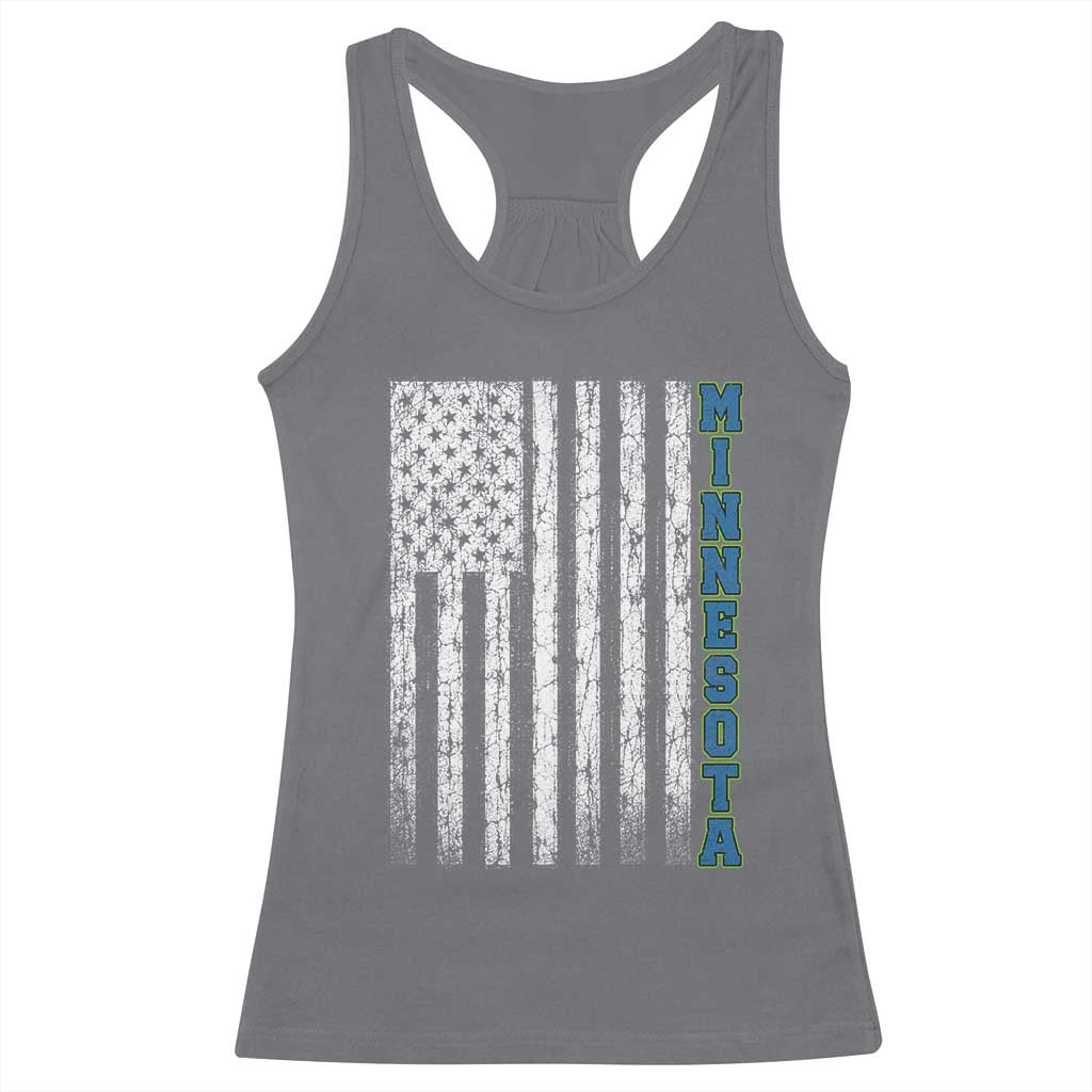 Minnesota MN State Pride Vintage American Flag Racerback Tank Top TS11 Charcoal Print Your Wear