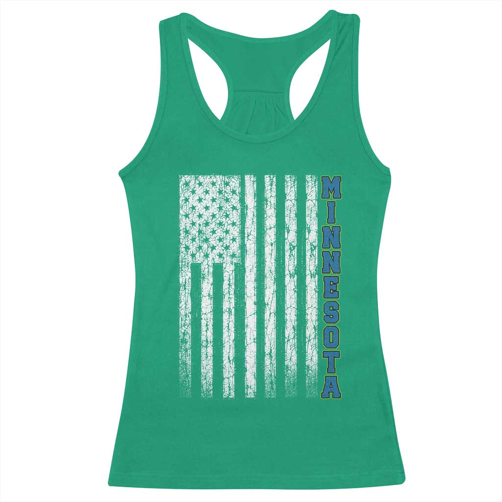 Minnesota MN State Pride Vintage American Flag Racerback Tank Top TS11 Irish Green Print Your Wear