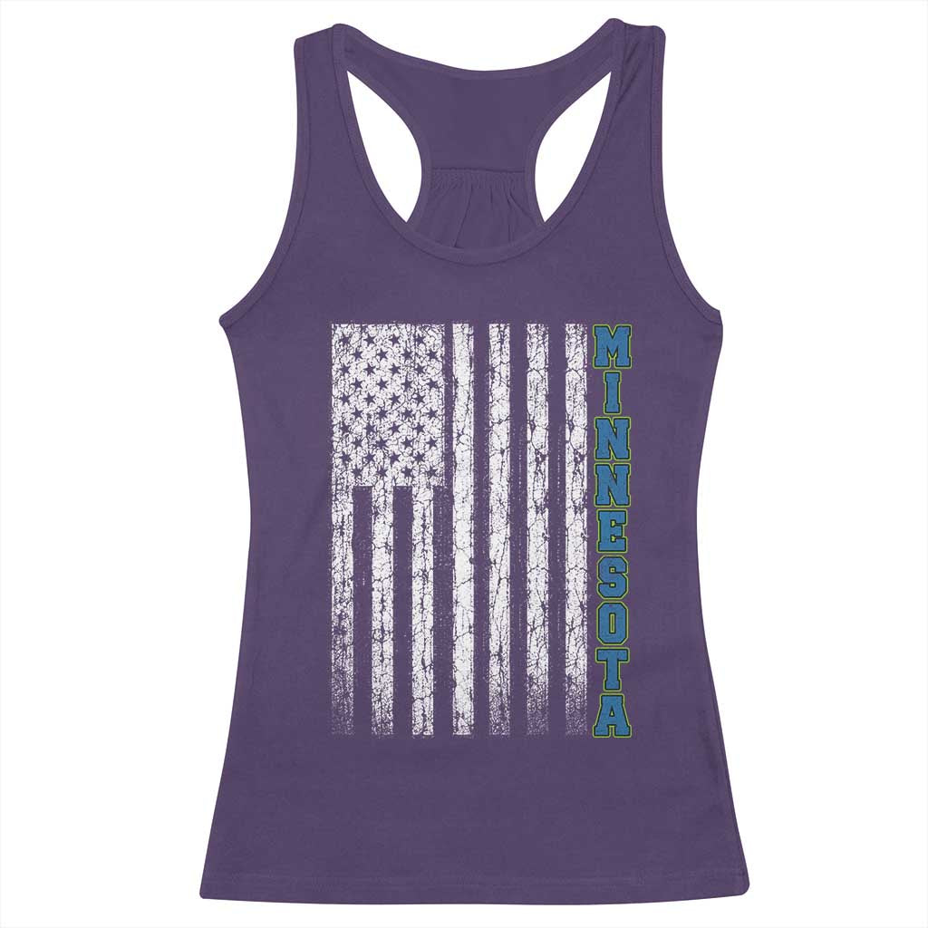 Minnesota MN State Pride Vintage American Flag Racerback Tank Top TS11 Purple Print Your Wear