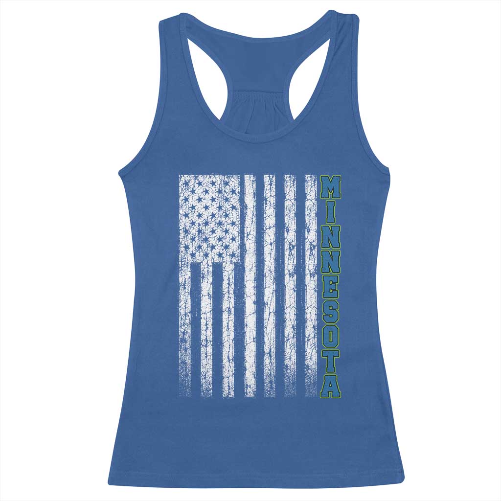 Minnesota MN State Pride Vintage American Flag Racerback Tank Top TS11 Royal Blue Print Your Wear