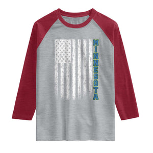 Minnesota MN State Pride Vintage American Flag Raglan Shirt TS11 Heather Gray Heather Red Print Your Wear