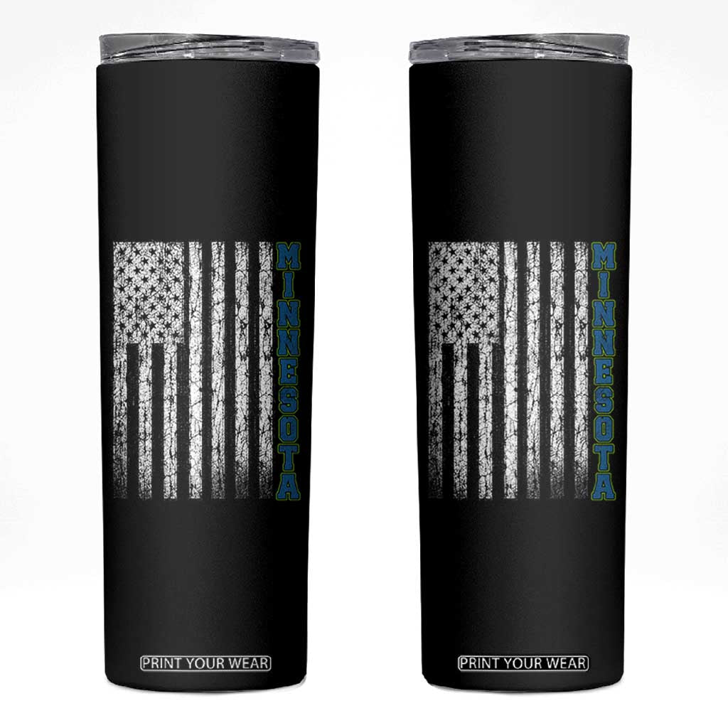 Minnesota MN State Pride Vintage American Flag Skinny Tumbler TS11 Black Print Your Wear