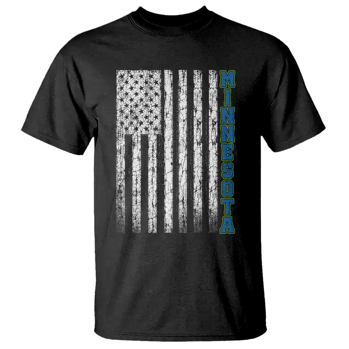 Minnesota MN State Pride Vintage American Flag T Shirt TS11 Black Print Your Wear