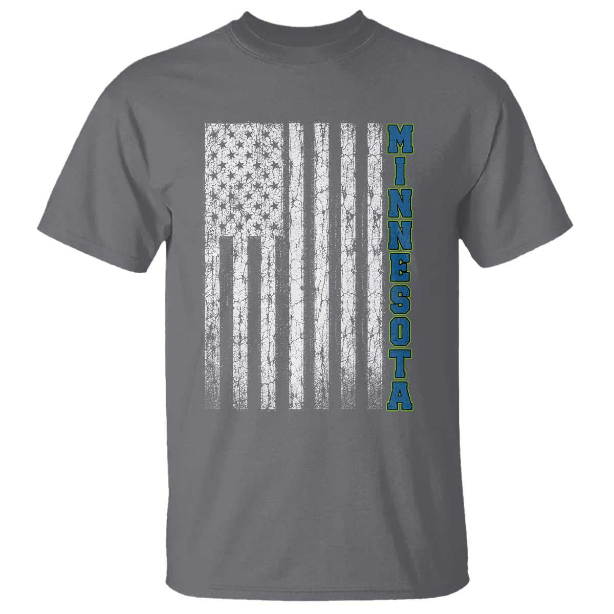 Minnesota MN State Pride Vintage American Flag T Shirt TS11 Charcoal Print Your Wear