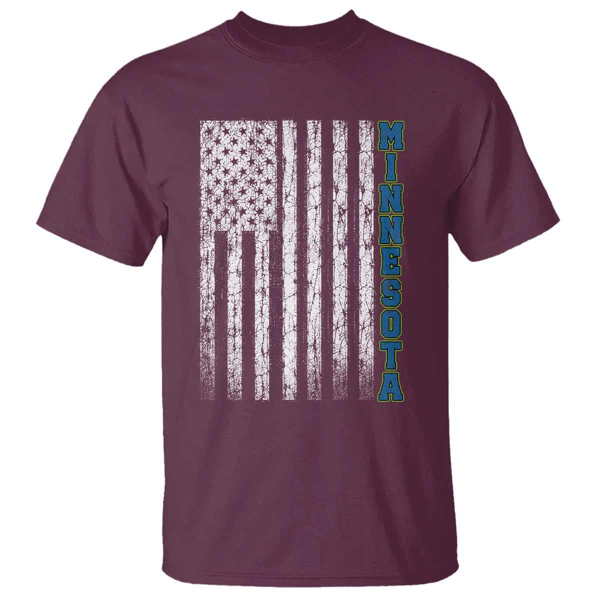 Minnesota MN State Pride Vintage American Flag T Shirt TS11 Maroon Print Your Wear