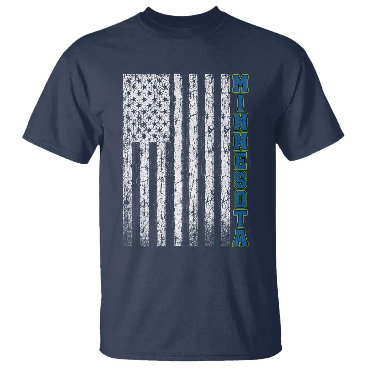 Minnesota MN State Pride Vintage American Flag T Shirt TS11 Navy Print Your Wear