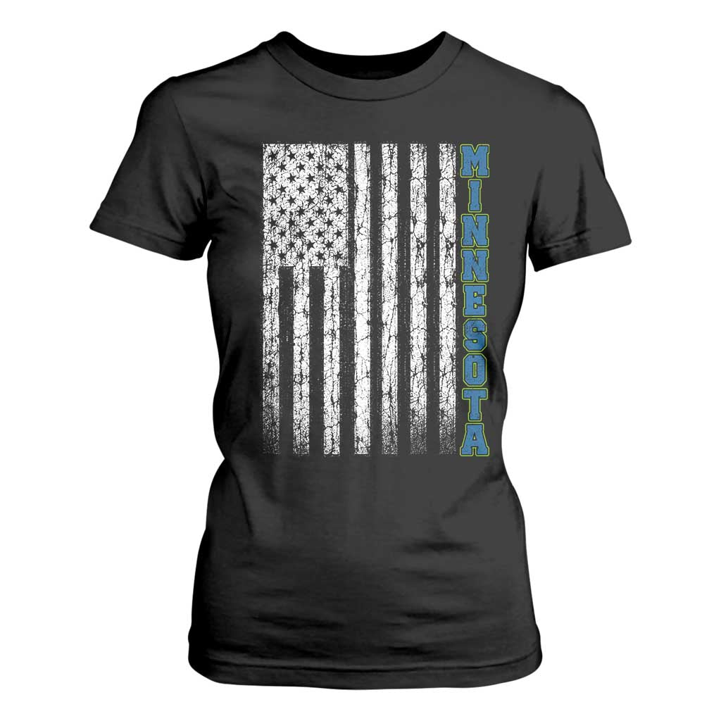 Minnesota MN State Pride Vintage American Flag T Shirt For Women TS11 Black Print Your Wear