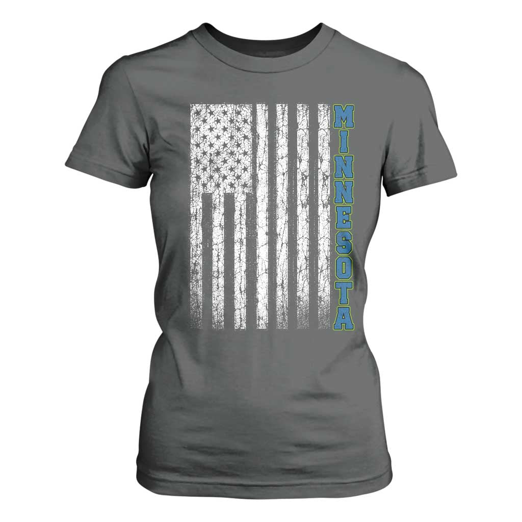 Minnesota MN State Pride Vintage American Flag T Shirt For Women TS11 Dark Heather Print Your Wear