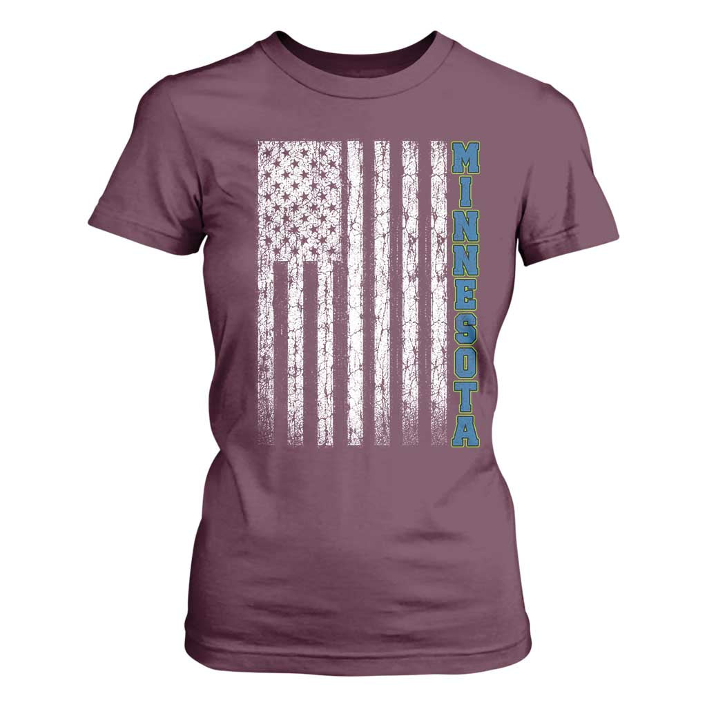 Minnesota MN State Pride Vintage American Flag T Shirt For Women TS11 Maroon Print Your Wear