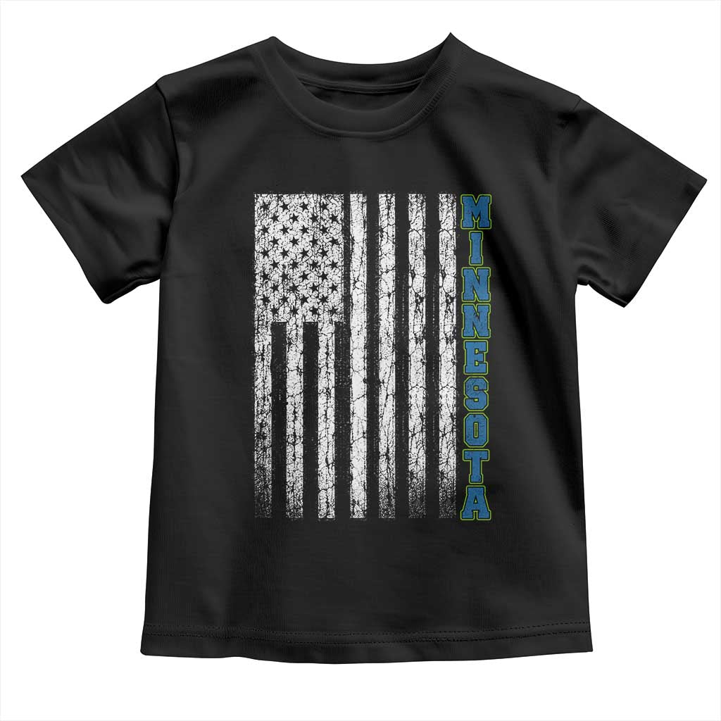 Minnesota MN State Pride Vintage American Flag Toddler T Shirt TS11 Black Print Your Wear