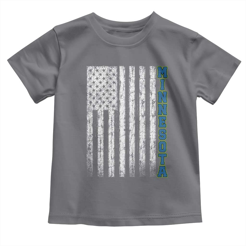 Minnesota MN State Pride Vintage American Flag Toddler T Shirt TS11 Charcoal Print Your Wear