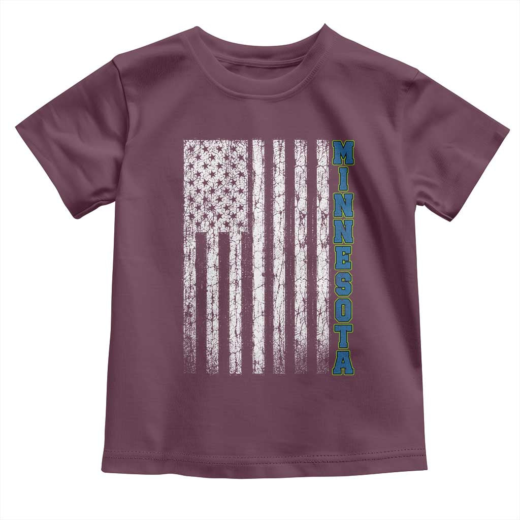 Minnesota MN State Pride Vintage American Flag Toddler T Shirt TS11 Maroon Print Your Wear