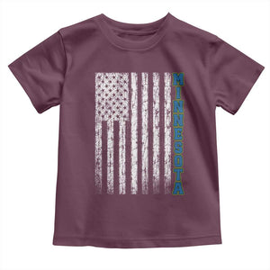 Minnesota MN State Pride Vintage American Flag Toddler T Shirt TS11 Maroon Print Your Wear