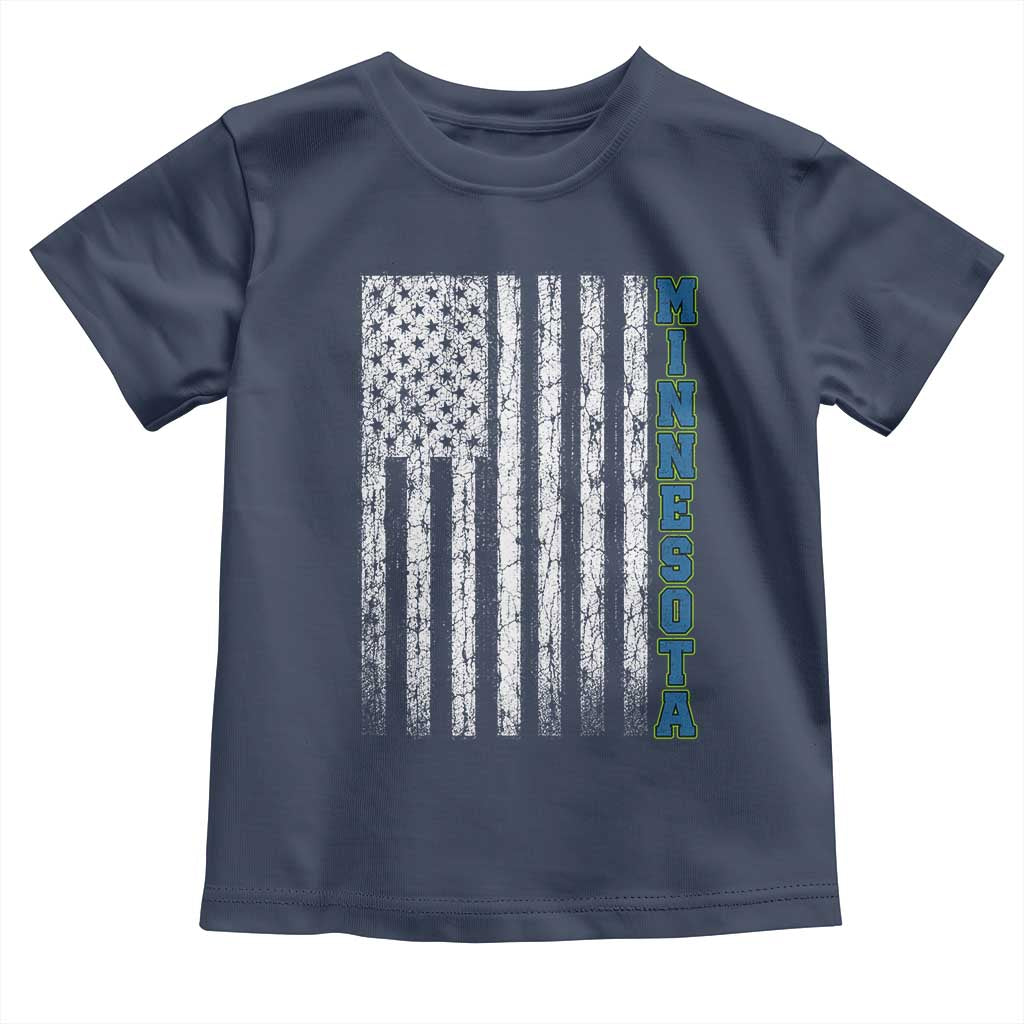 Minnesota MN State Pride Vintage American Flag Toddler T Shirt TS11 Navy Print Your Wear