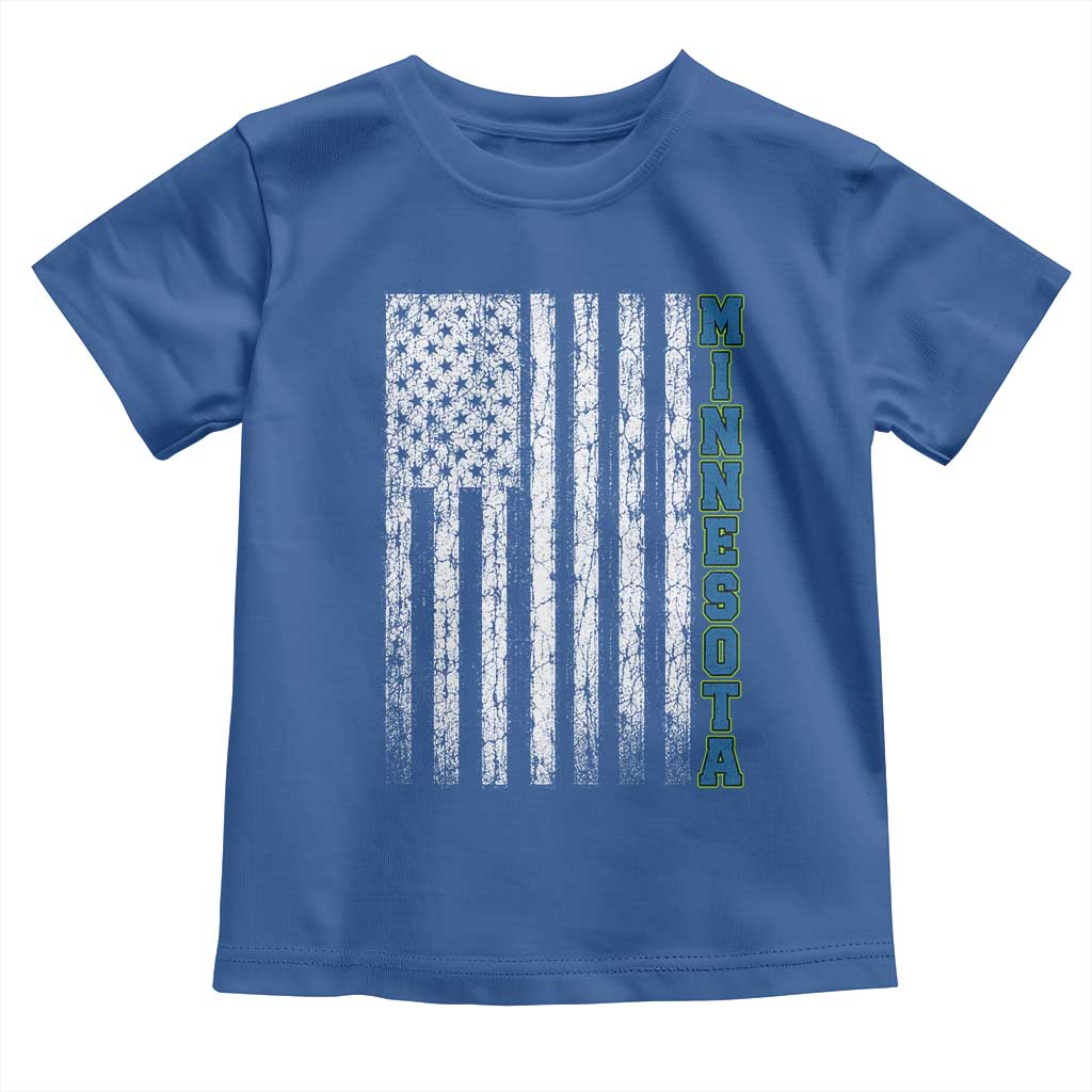 Minnesota MN State Pride Vintage American Flag Toddler T Shirt TS11 Royal Blue Print Your Wear